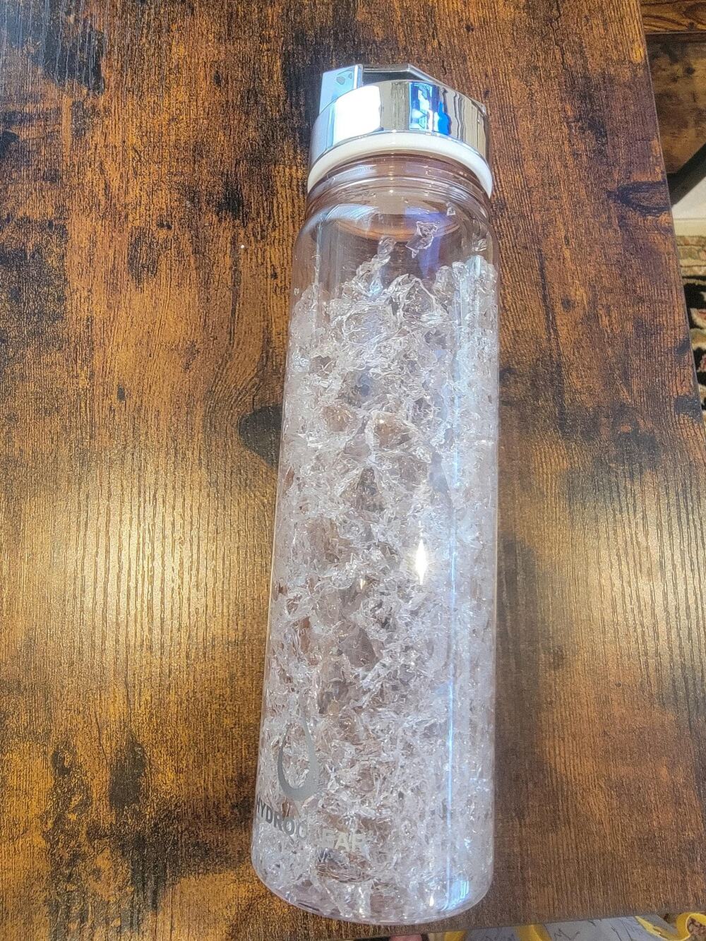 HYDROCLEAR Clear Cracked Ice Plastic Travel Mug Large Double Walled Modern